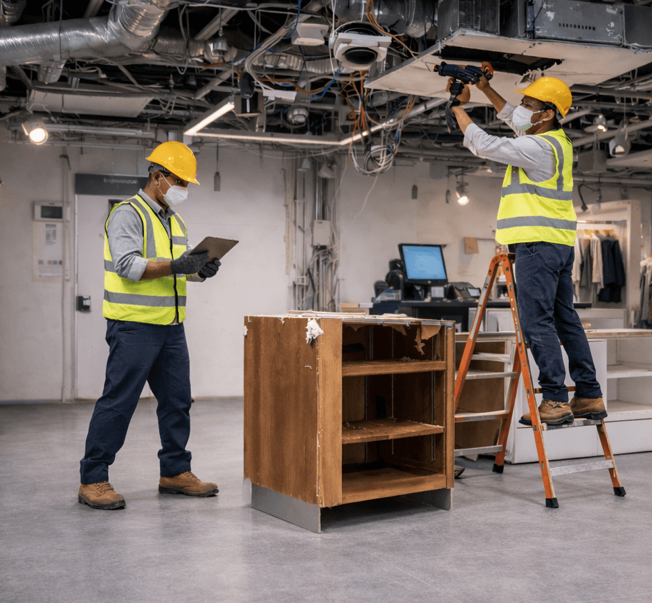 Demolition fitout removal and waste processing